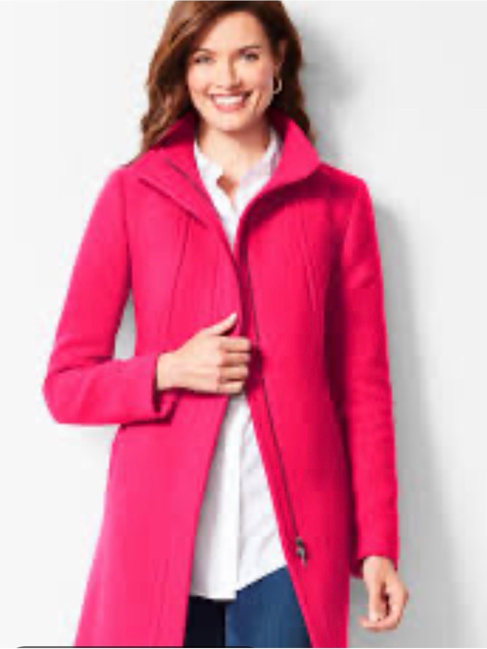 Talbots Coat Women's Size 6P Petite Albury Italian Wool Blend Stadium Party Pink